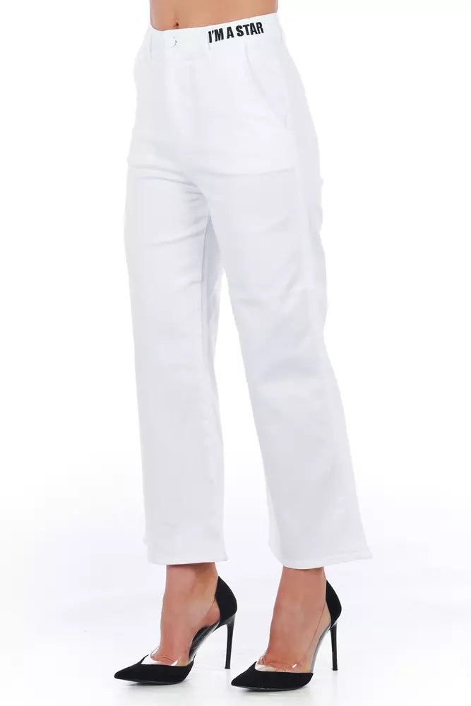 Frankie Morello White Cotton Women Trouser