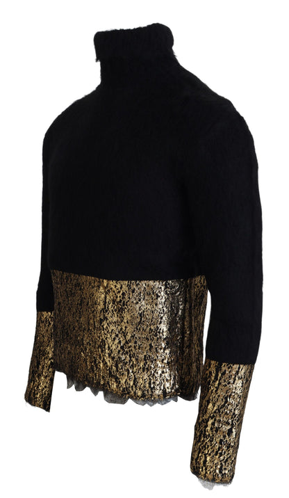 Dolce & Gabbana Stunning Black and Gold Crewneck Sweater