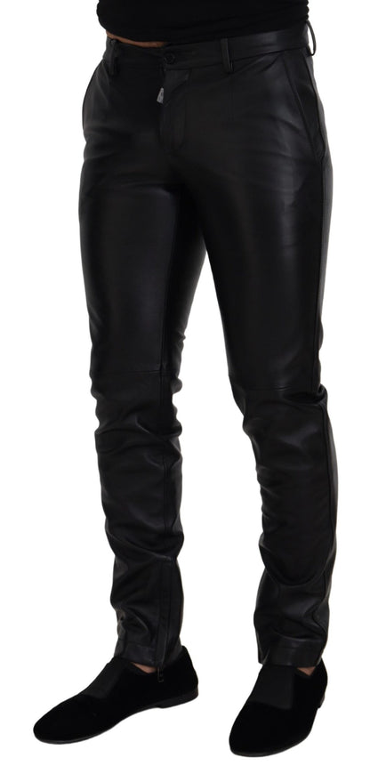 Dolce & Gabbana Elegant Black Agnello Trousers for Men