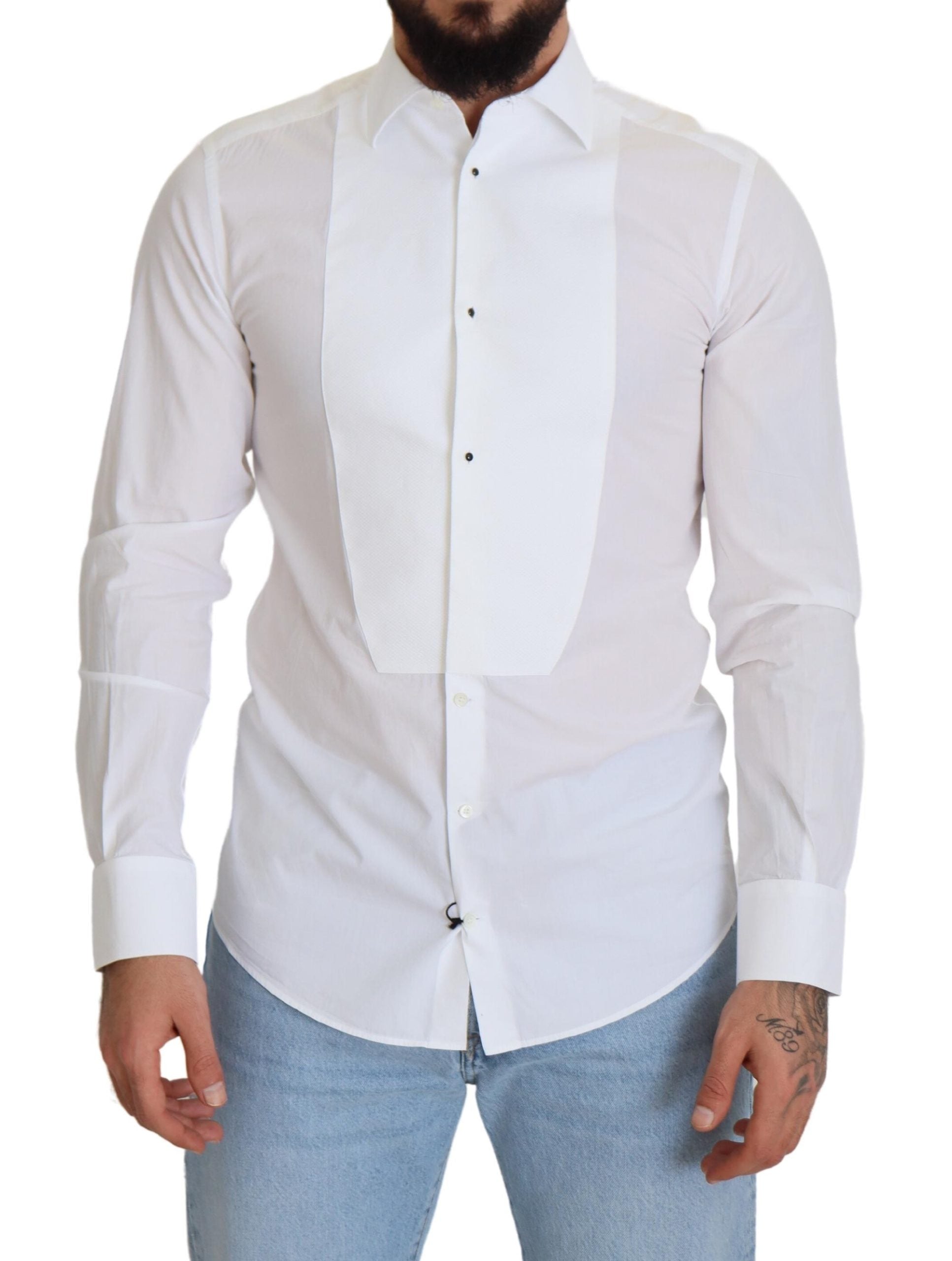 Dolce & Gabbana Elegant White Cotton Poplin Slim Fit Shirt