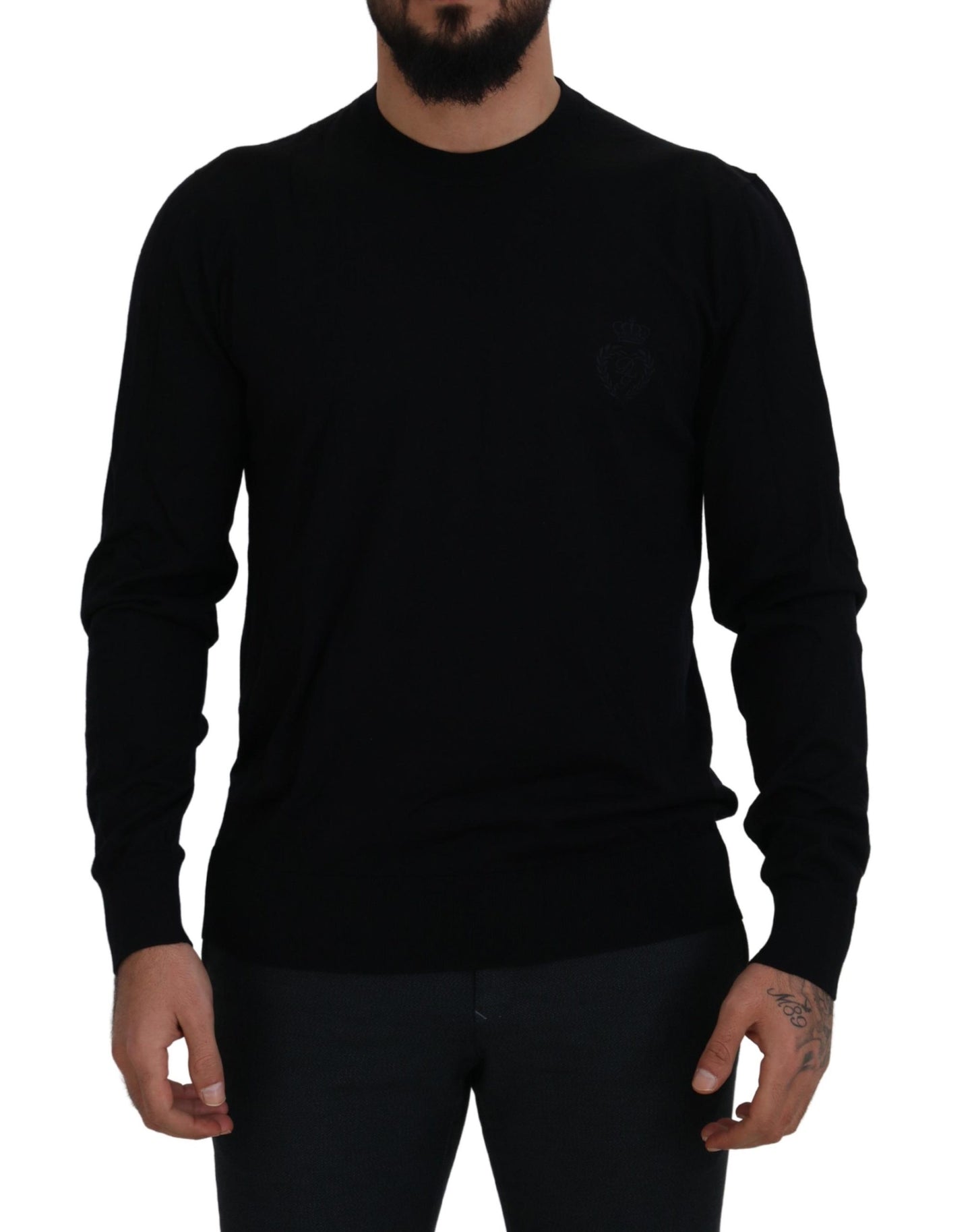 Dolce & Gabbana Elegant Black Virgin Wool Pullover Sweater