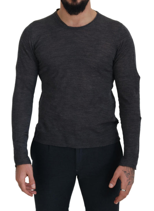 Costume National Sleek Gray Crewneck Pullover Sweater