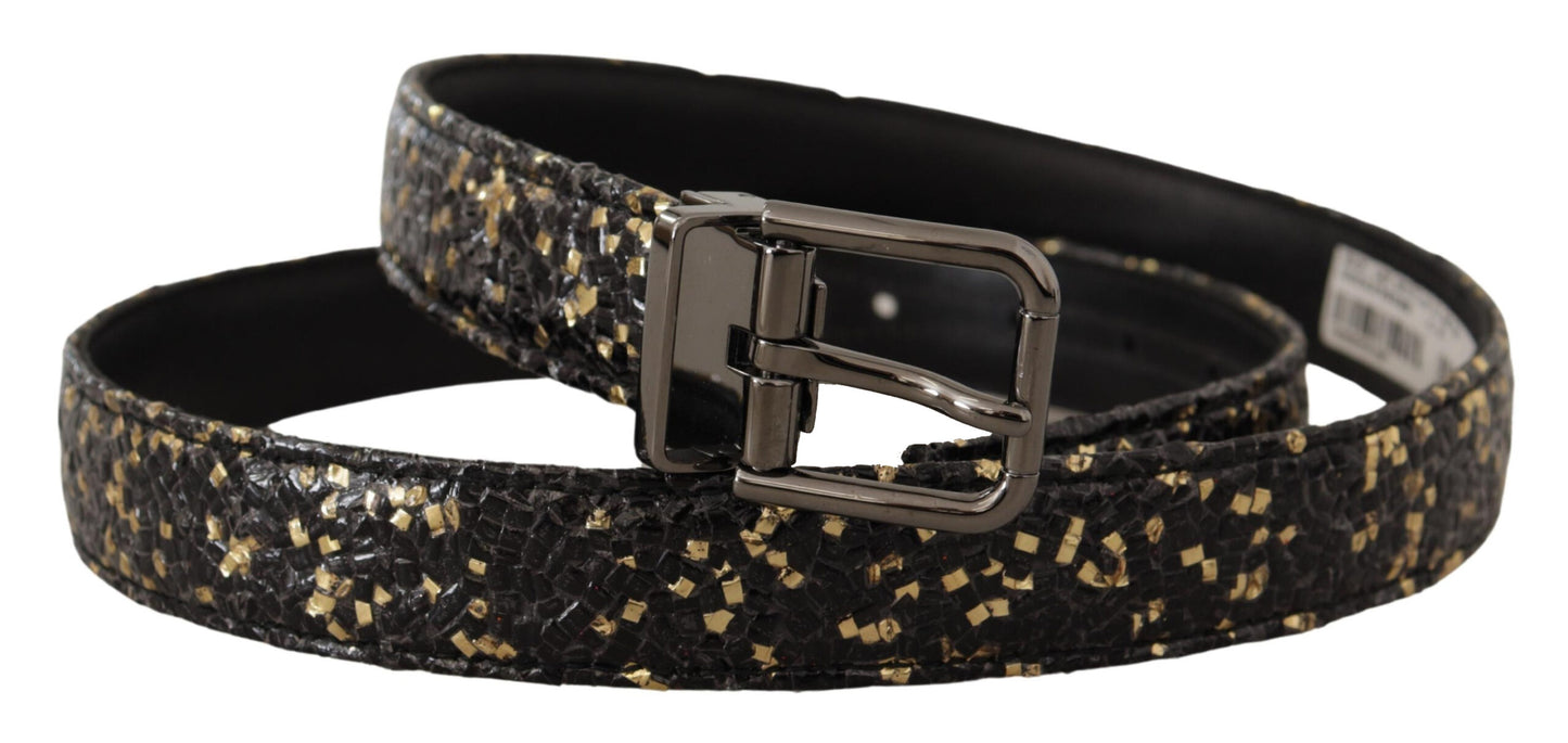 Dolce & Gabbana Elegant Italian Leather Belt with Crown Detail