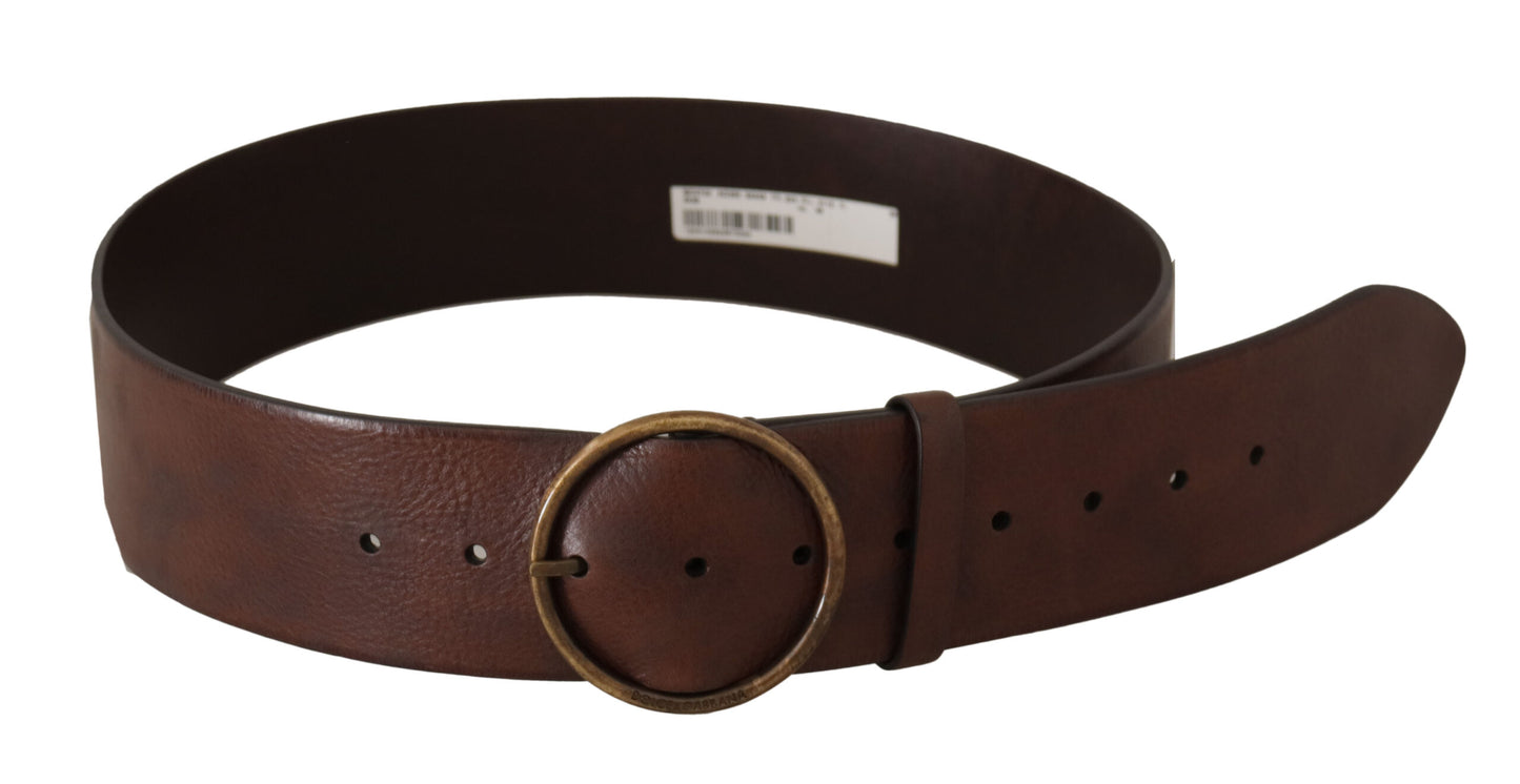 Dolce & Gabbana Elegant Leather Belt with Engraved Buckle