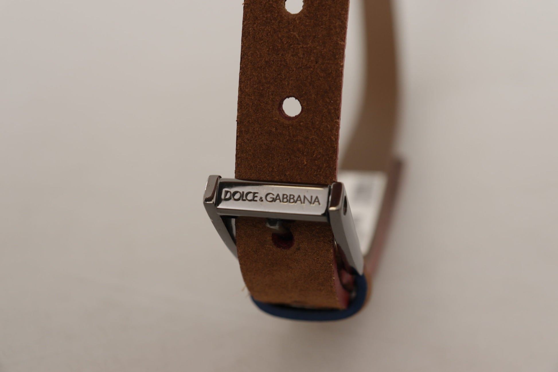 Dolce & Gabbana Chic Suede Belt with Logo Engraved Buckle