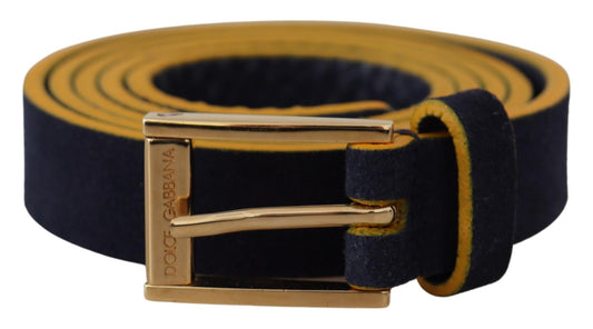 Dolce & Gabbana Chic Blue Suede Logo Buckle Belt