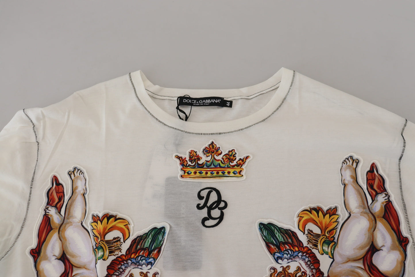 Dolce & Gabbana Elegant White Cotton-Silk Blend Tee