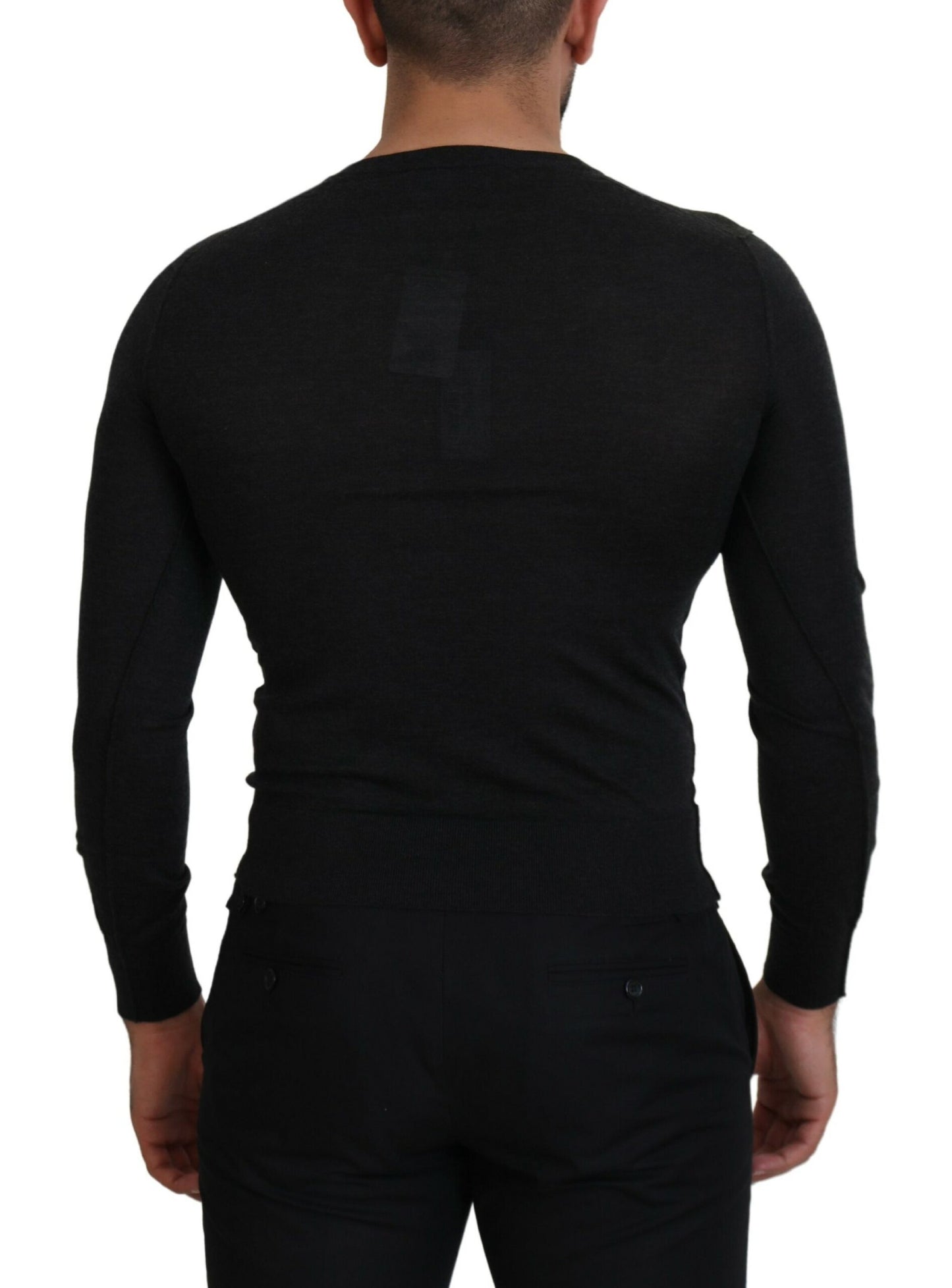 Dolce & Gabbana V-Neck Cashmere Sweater with Heart Embroidery