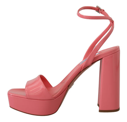 Prada Chic Pink Patent Leather Platform Sandals