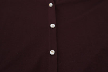 Dolce & Gabbana Chic Maroon V-Neck Wool Cardigan