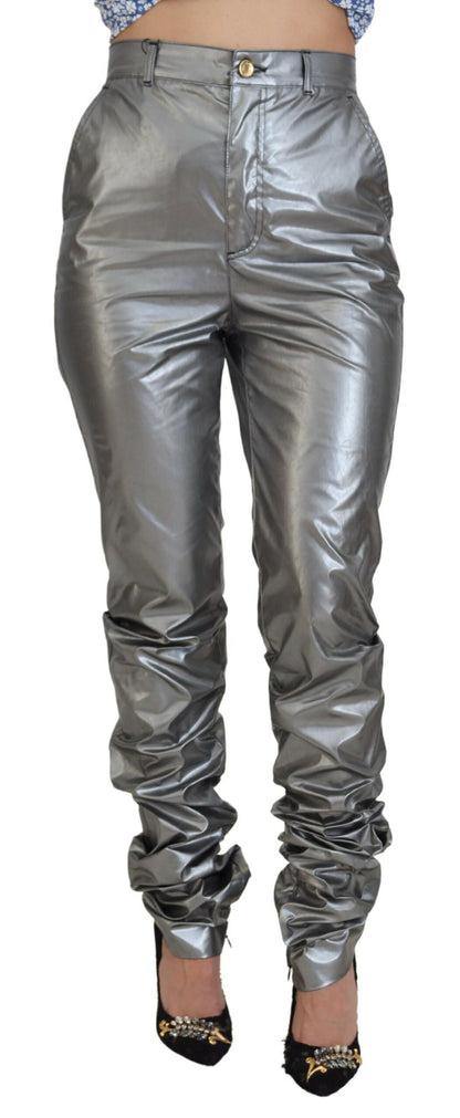 Dolce & Gabbana Elegant High Waist Skinny Pants in Silver