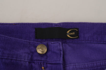 Just Cavalli Elegant Purple Corduroy Straight Fit Pants