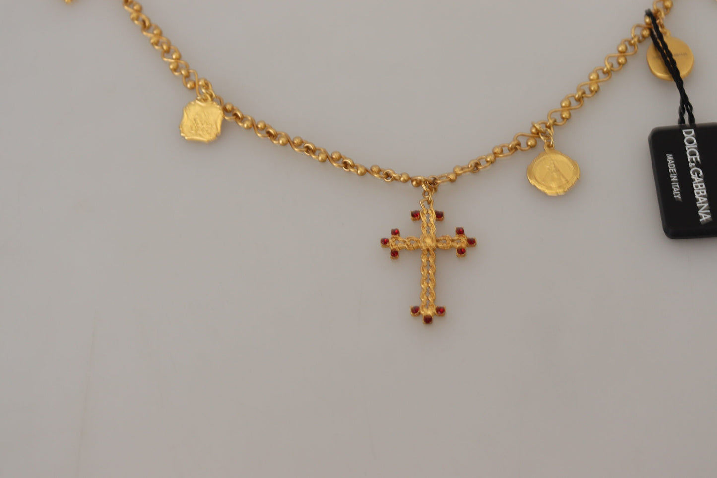 Dolce & Gabbana Gold Tone Cross Charm Necklace