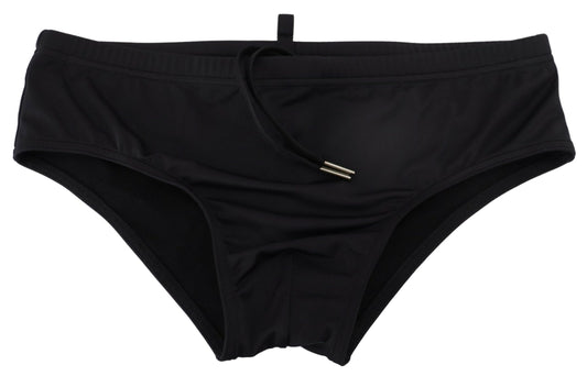 Dsquared² Elegant Black Swim Briefs with Orange Logo