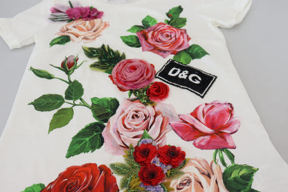 Dolce & Gabbana Elegant Multicolor Rose Print Cotton Tee