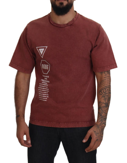 Dolce & Gabbana Elegant Maroon Printed Cotton Tee