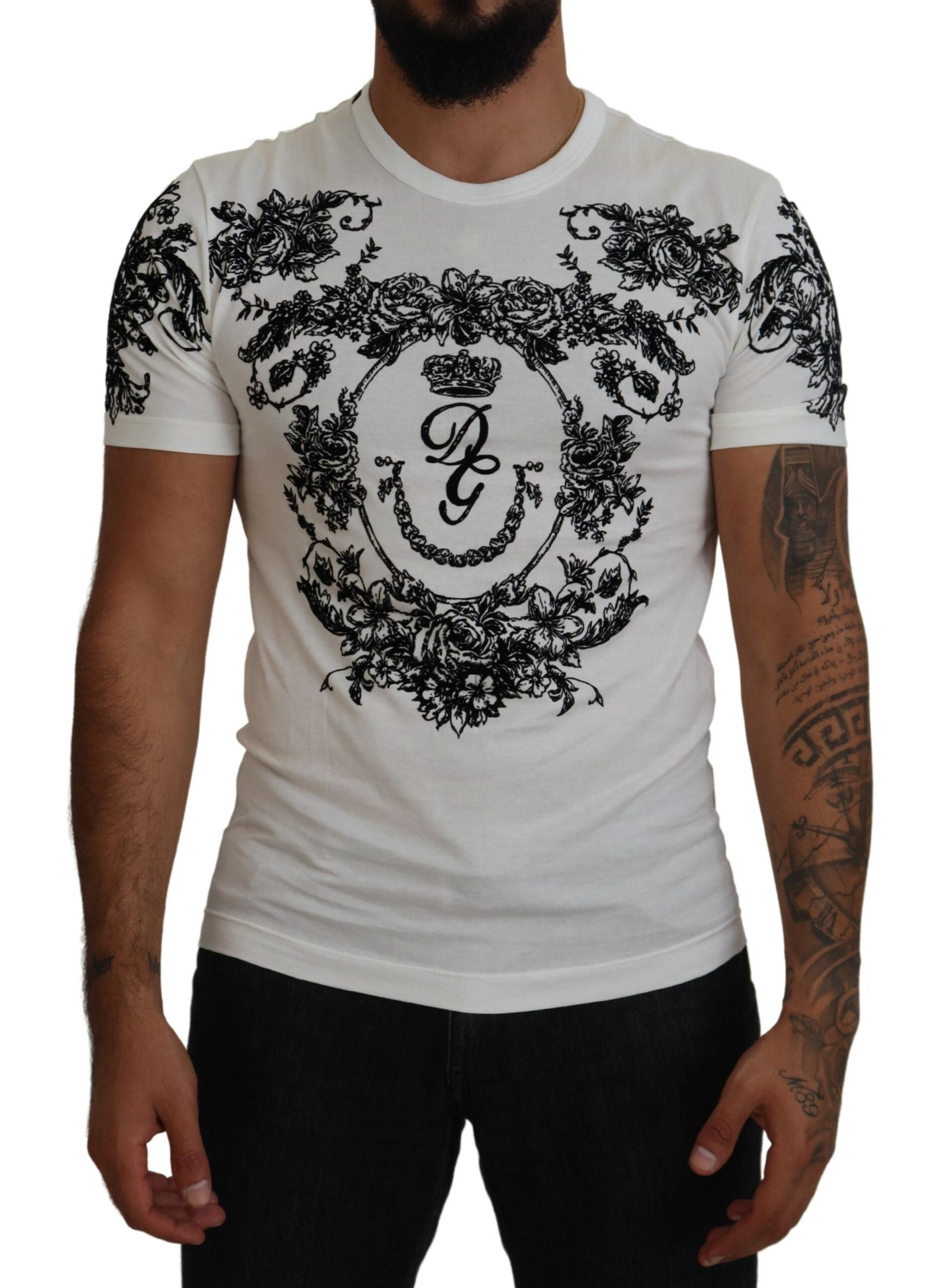 Dolce & Gabbana Elegant Floral Crown Tee