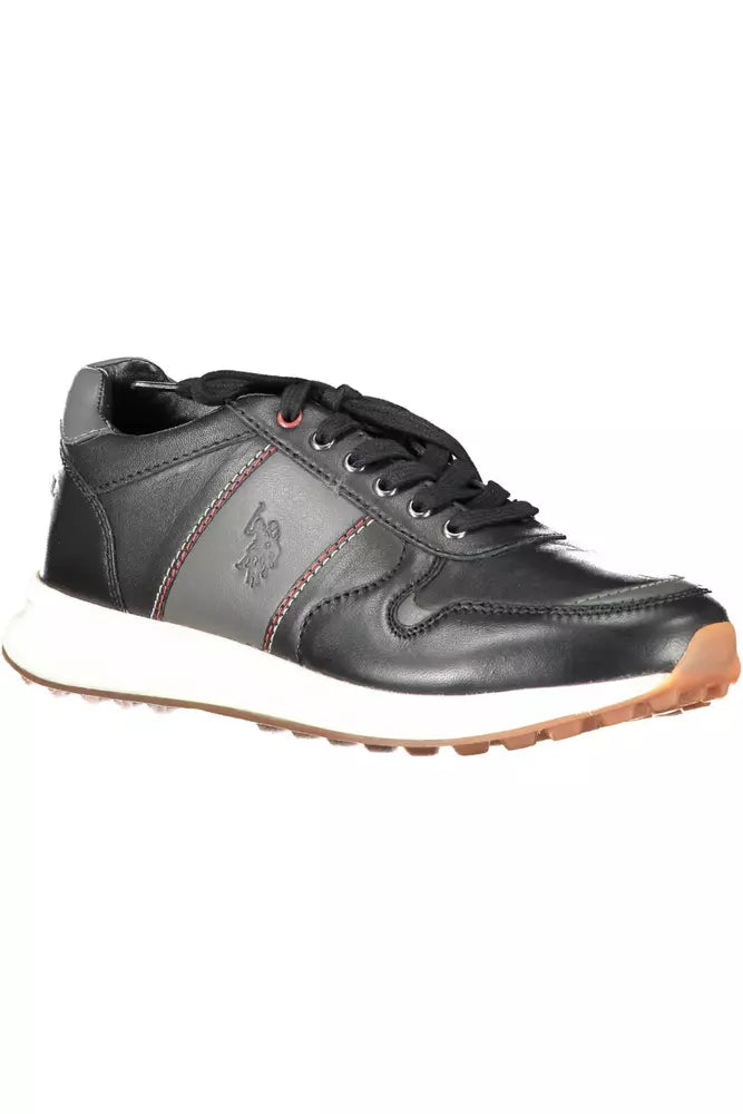 U.S. POLO ASSN. Sleek Black Eco Leather Sports Sneakers