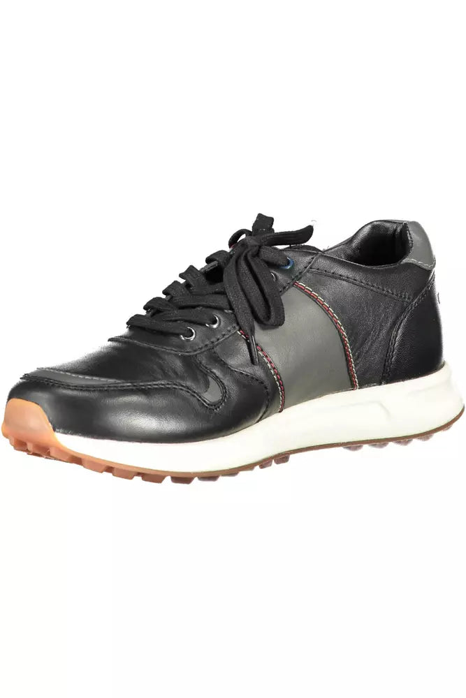 U.S. POLO ASSN. Sleek Black Eco Leather Sports Sneakers