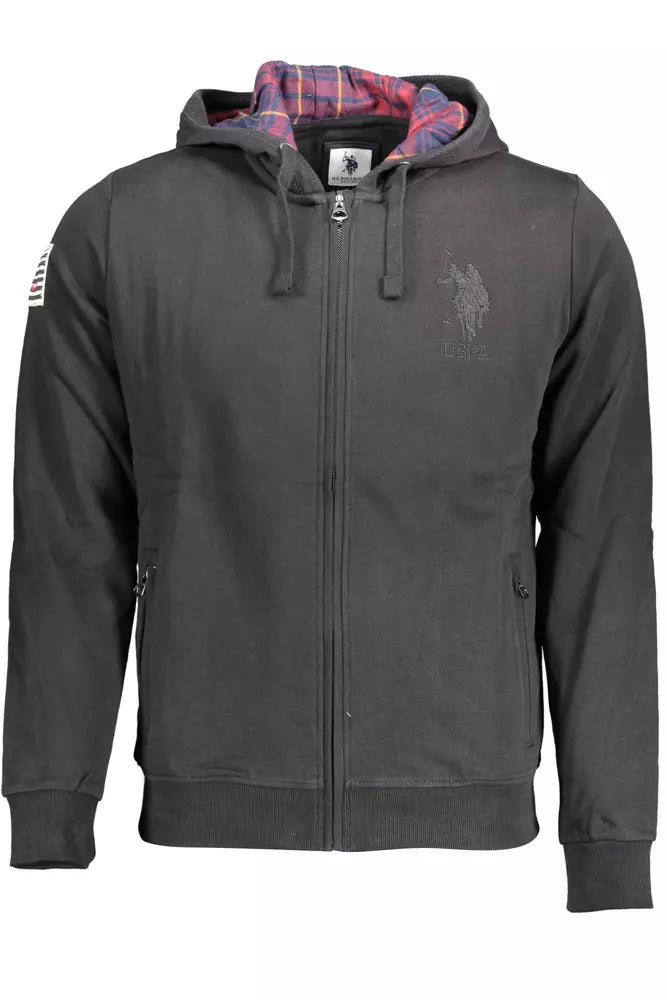 U.S. POLO ASSN. Elegant Black Cotton Zip Sweater