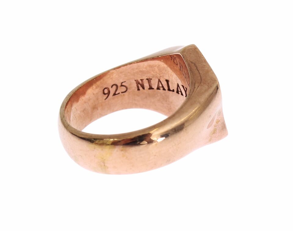 Nialaya Chic Pink Gold Plated Sterling Silver Ring