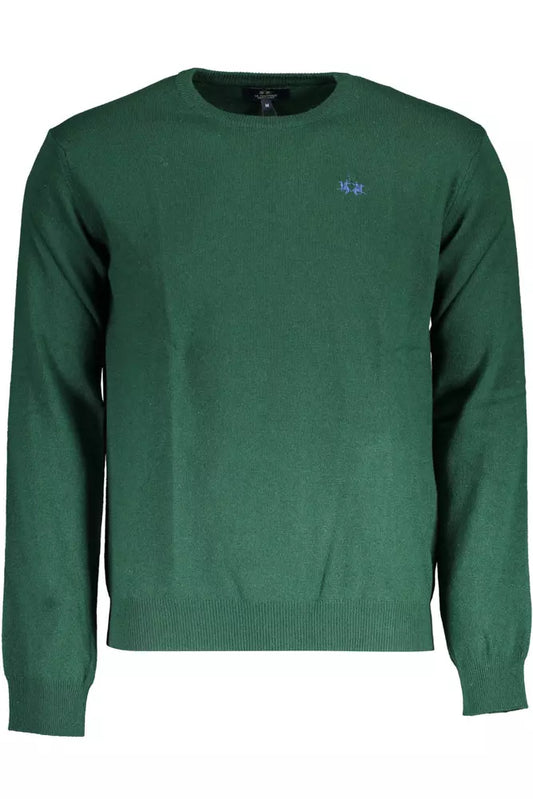 La Martina Green Wool Men Sweater