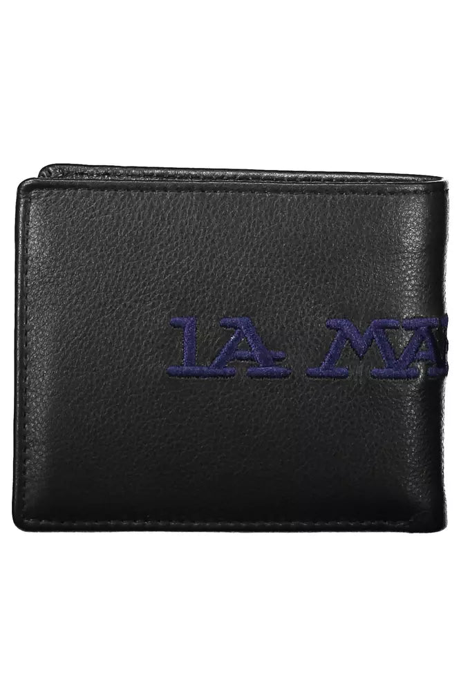 La Martina Elegant Two-Compartment Black Leather Wallet