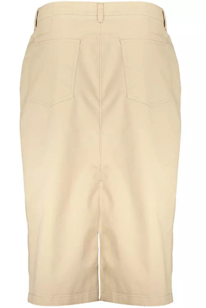 Gant Chic Beige Longuette Skirt with Classic Button Detail