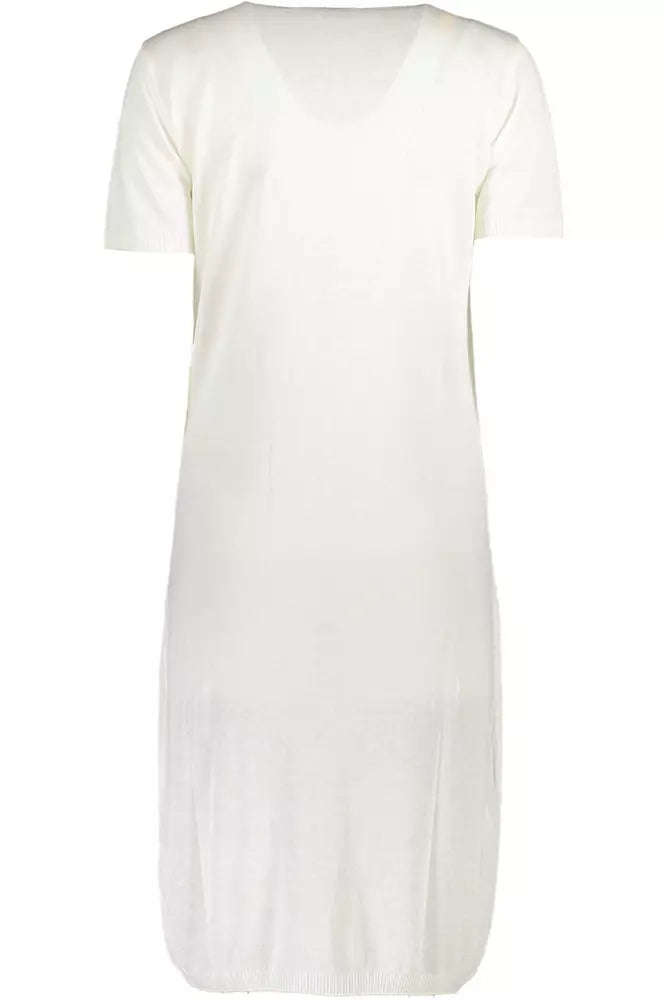 Cavalli Class Chic White Embroidered Short Dress