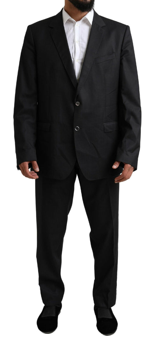 Dolce & Gabbana Elegant Black Virgin Wool Martini Suit