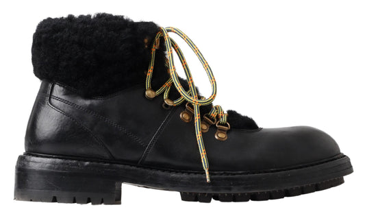 Dolce & Gabbana Elegant Shearling Style Men's Leather Boots