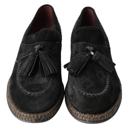 Dolce & Gabbana Elegant Black Suede Espadrilles Sneakers