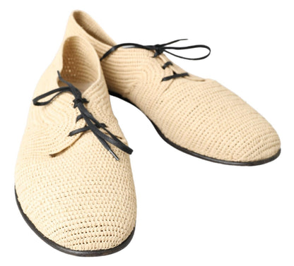 Dolce & Gabbana Chic Beige Derby Lace-Up Casual Men's Shoes