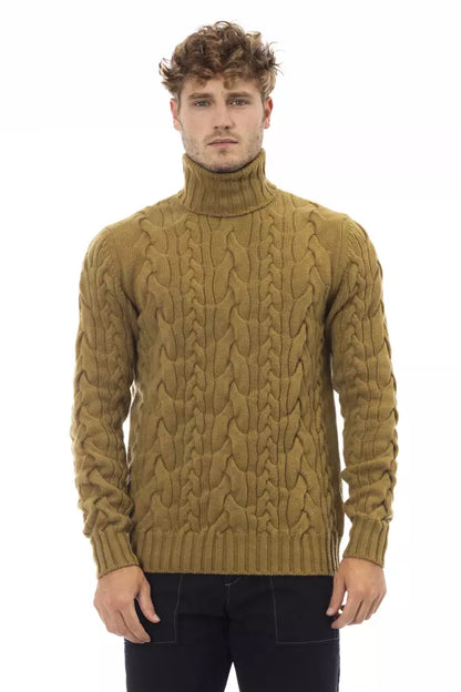 Alpha Studio Brown Wool Men Sweater