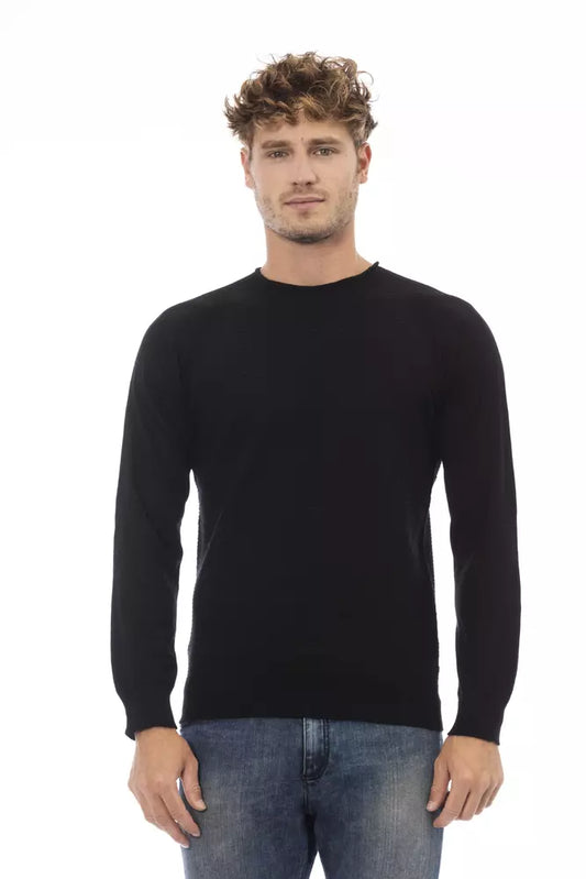 Alpha Studio Black Viscose Men Sweater