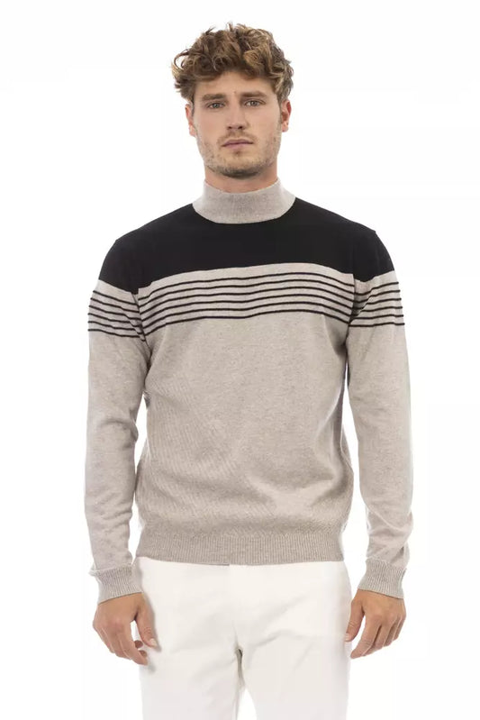 Alpha Studio Beige Cashmere Men Sweater