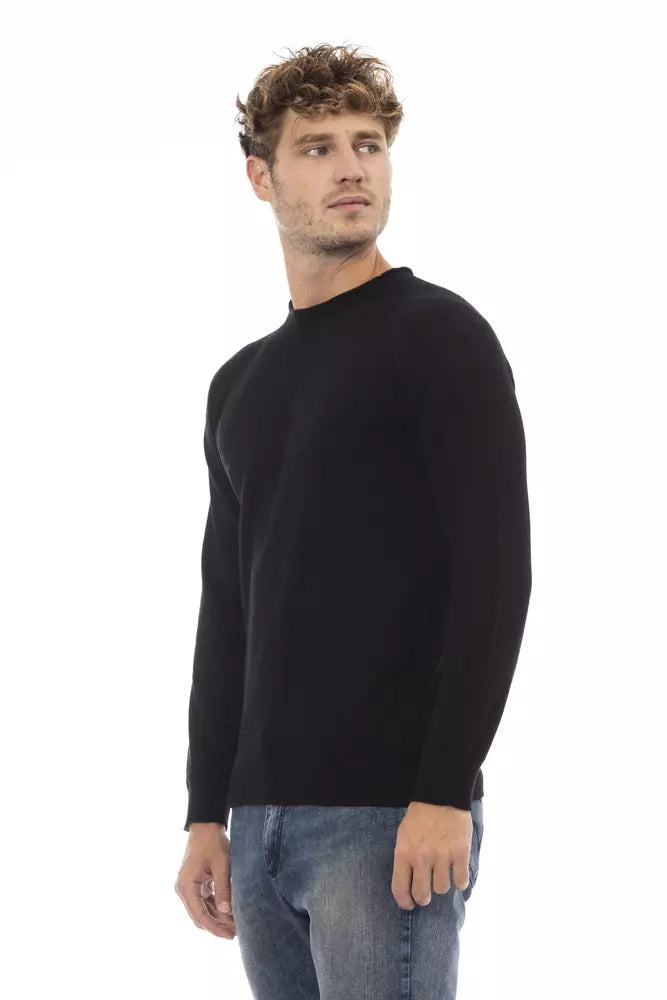 Alpha Studio Black Viscose Men Sweater