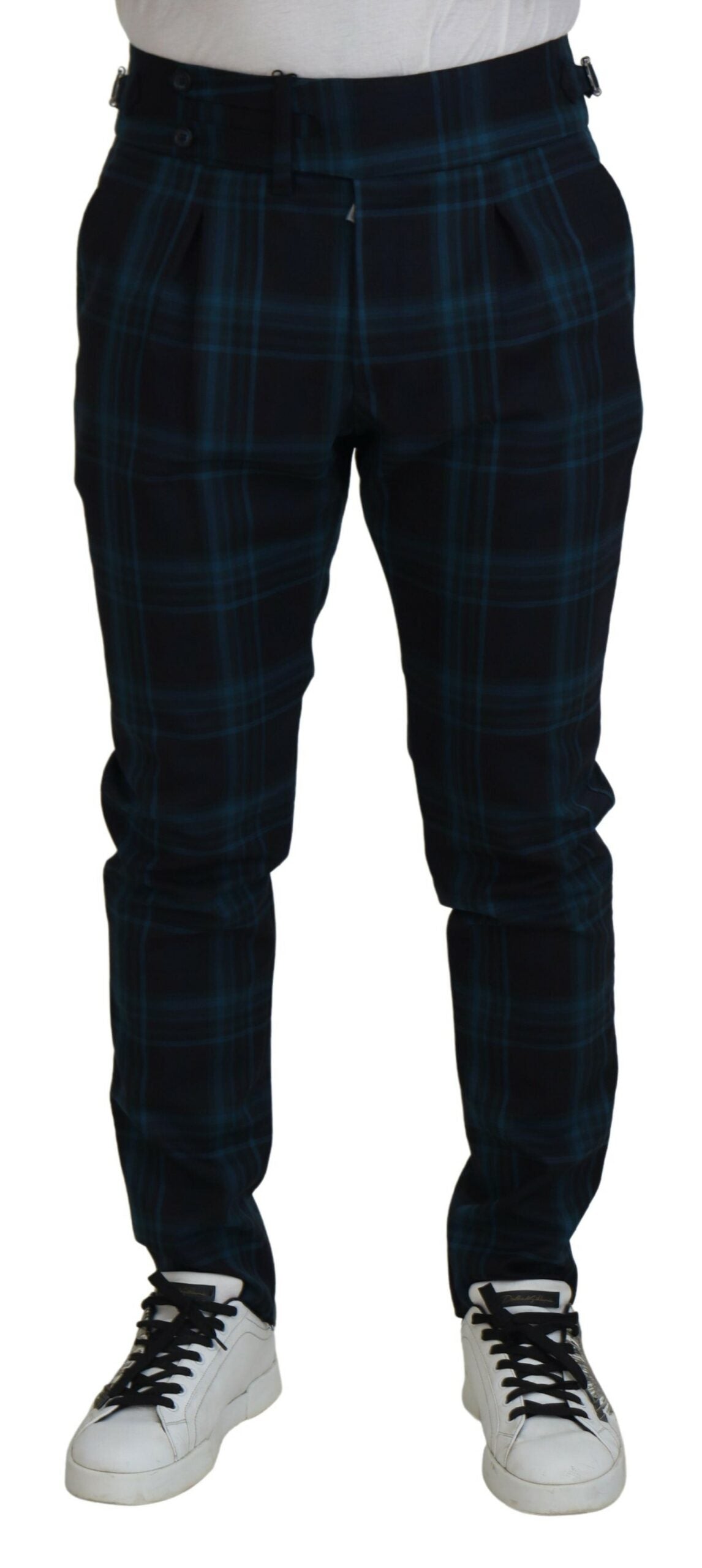 Dolce & Gabbana Elegant Plaid Wool Dress Pants