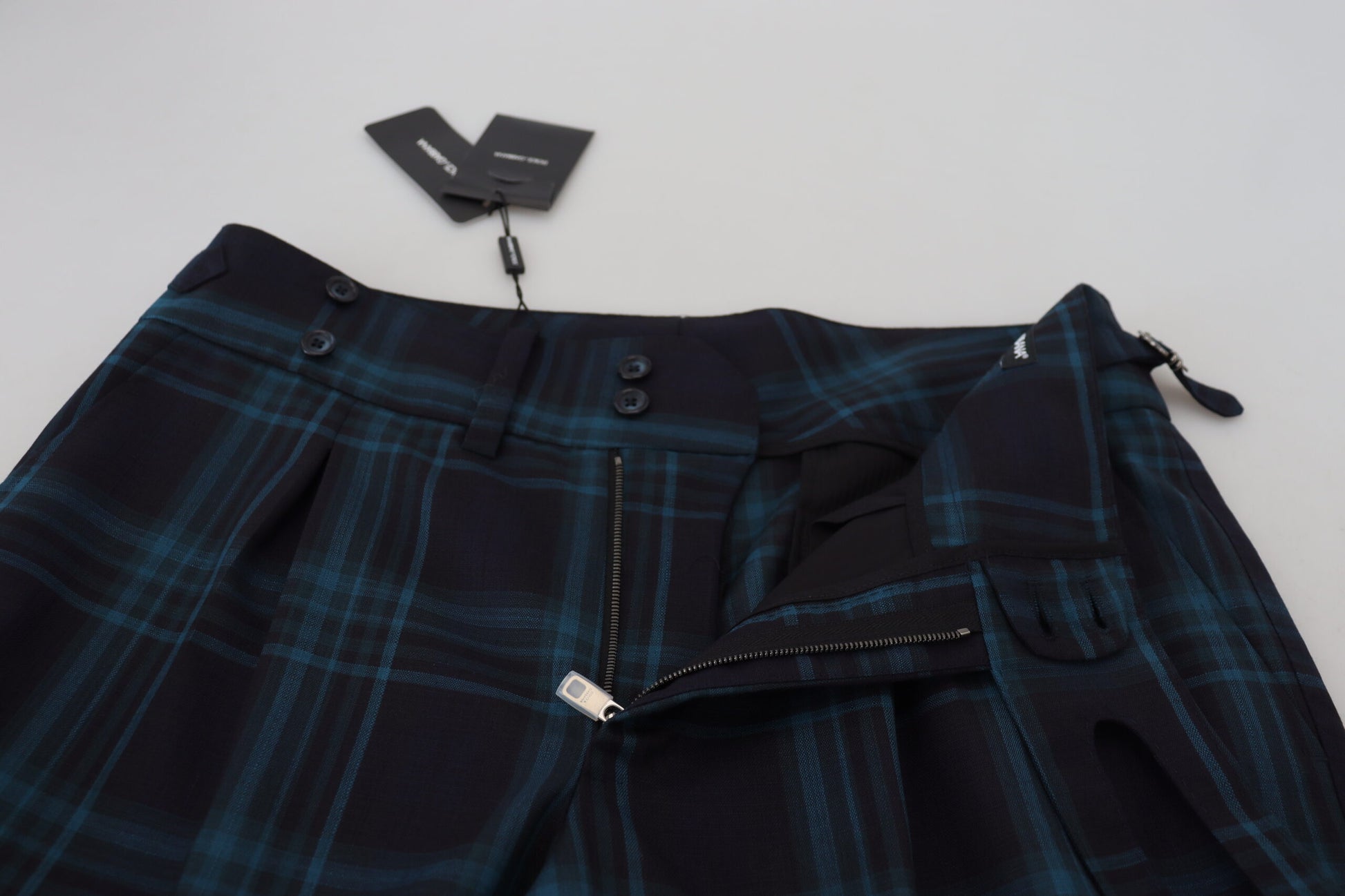 Dolce & Gabbana Elegant Plaid Wool Dress Pants