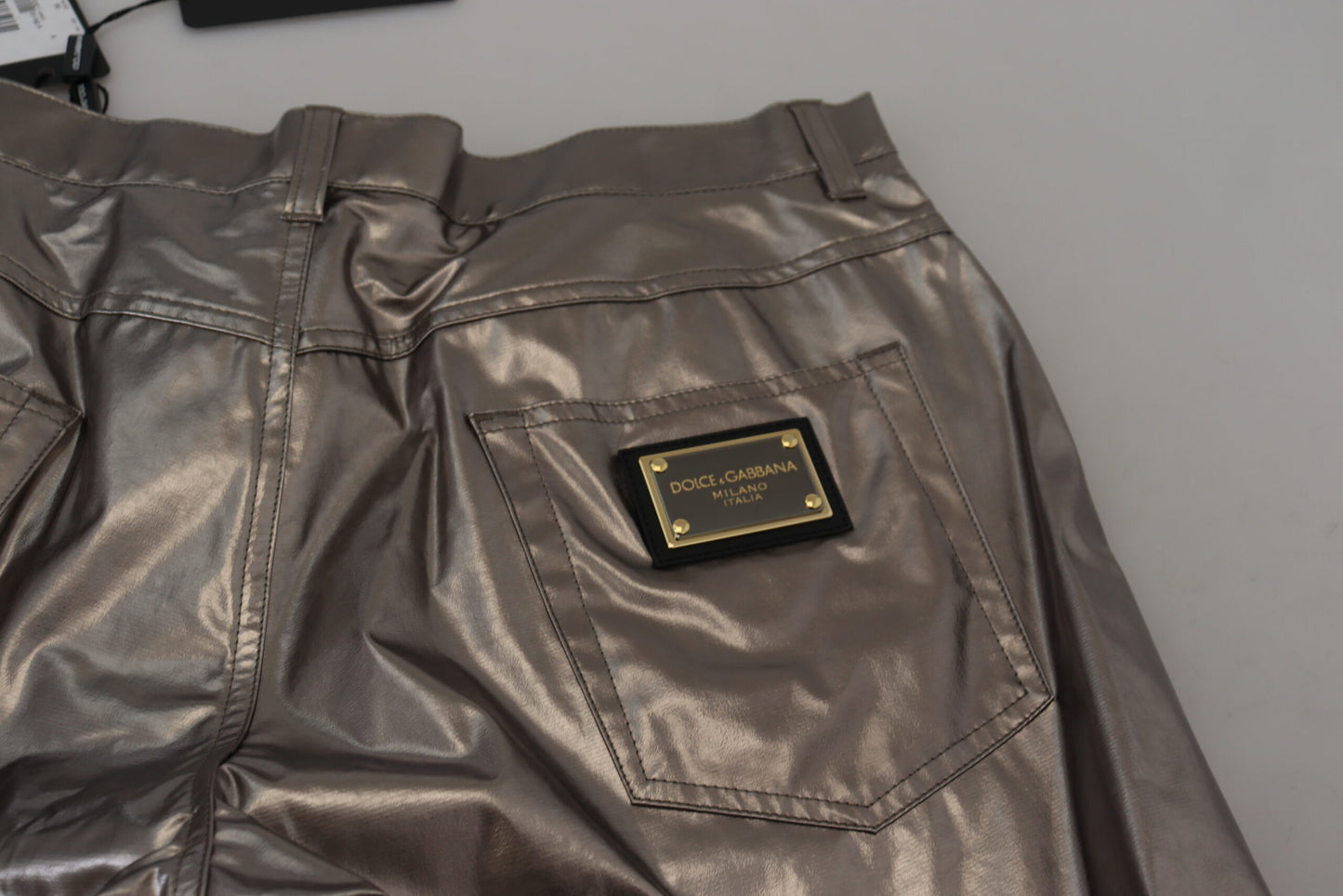 Dolce & Gabbana Metallic Silver Casual Pants