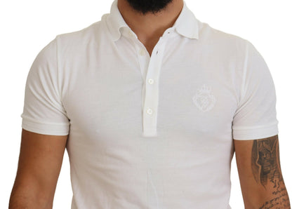 Dolce & Gabbana Elegant White Cotton Blend Polo