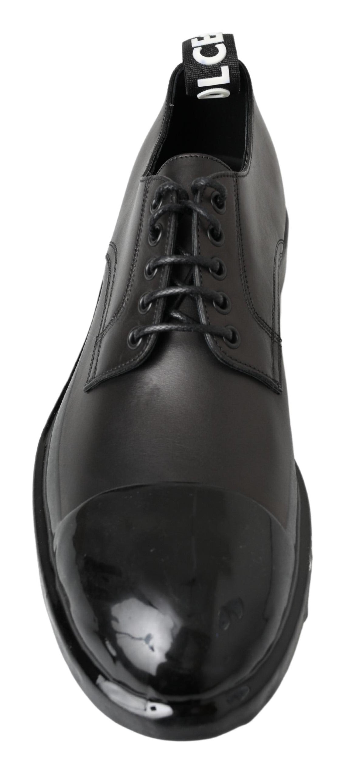 Dolce & Gabbana Elegant Derby Lace-Up Leather Shoes in Black