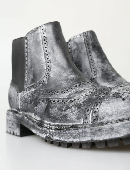 Dolce & Gabbana Elegant Black Faded Chelsea Ankle Boots