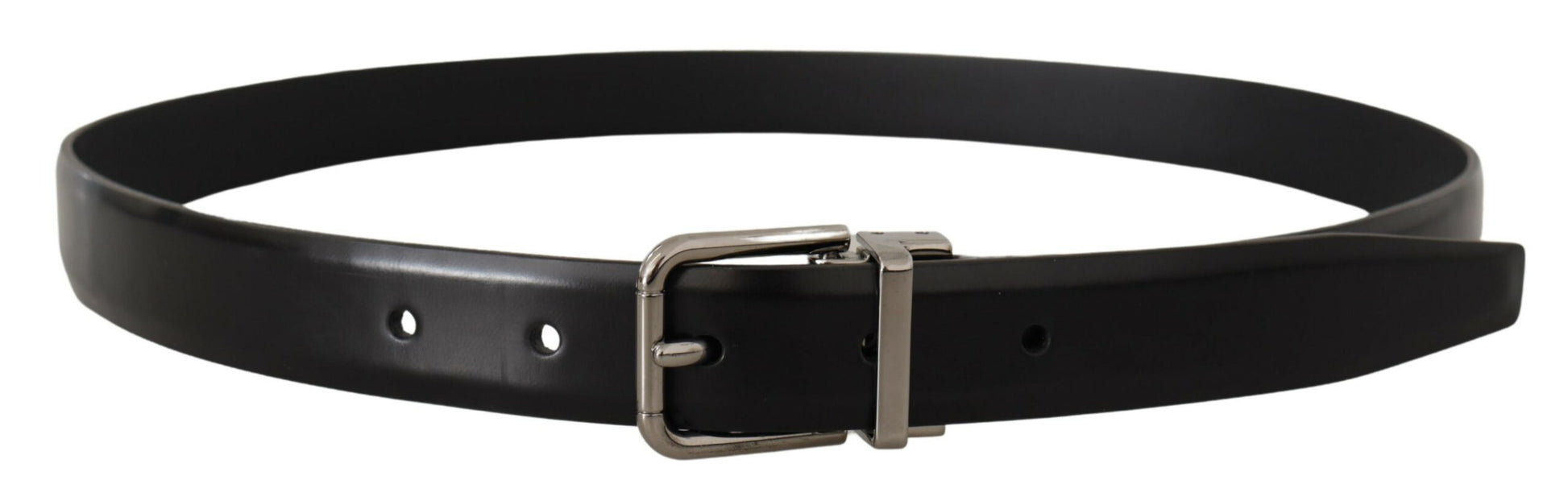 Dolce & Gabbana Elegant Black Leather Belt with Metal Buckle