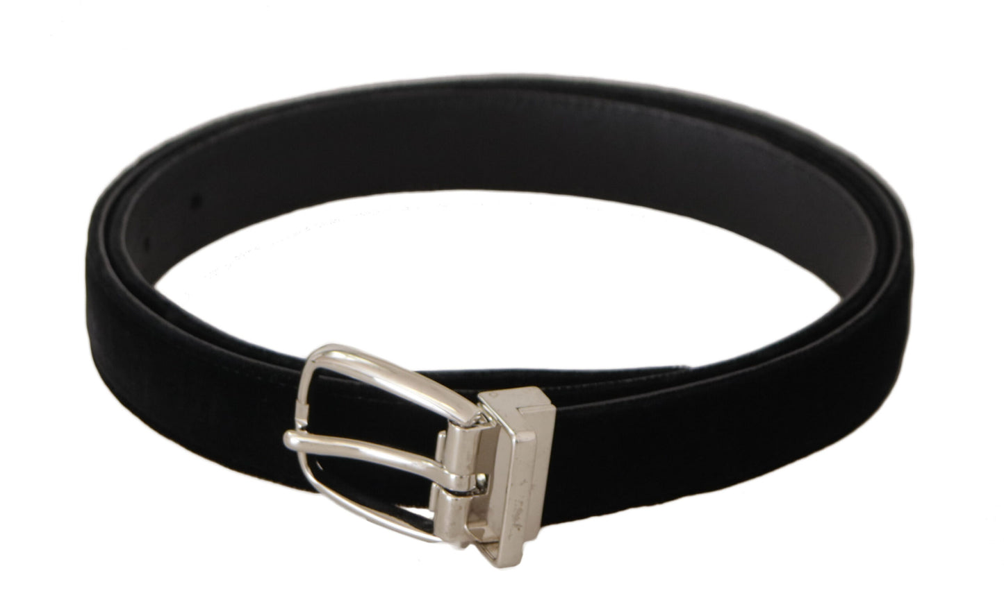 Dolce & Gabbana Elegant Velvet Black Belt with Logo Buckle