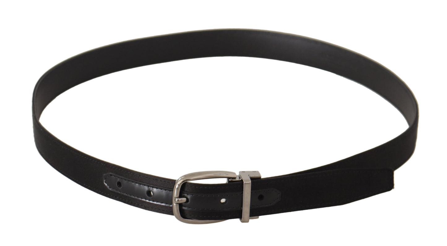 Dolce & Gabbana Elegant Silk Leather Belt with Logo Buckle