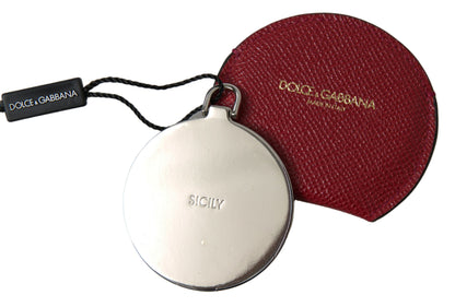 Dolce & Gabbana Chic Red Leather Hand Mirror Holder