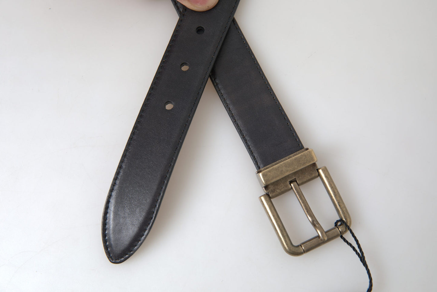 Dolce & Gabbana Elegant Black Leather Belt with Metal Buckle