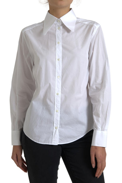 Dolce & Gabbana Elegant White Cotton Collared Top