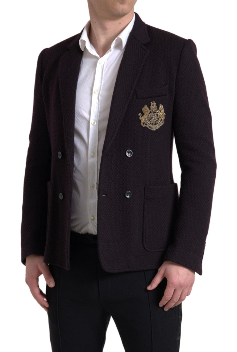 Dolce & Gabbana Elegant Purple Double Breasted Wool Blazer